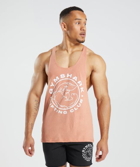 Men's Gymshark Legacy Stringer Tanks Pink | NZ 6JOCAM